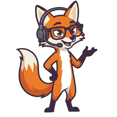 Agent Loop, the mediloop fox mascot, wearing a support headset