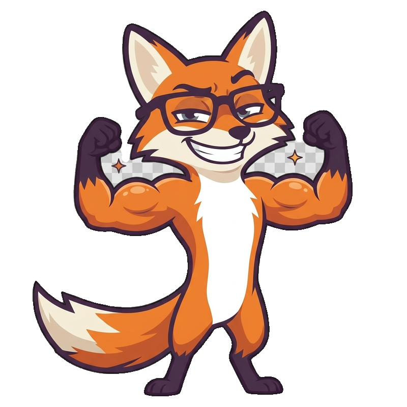 Agent Loop, the mediloop fox mascot, flexing